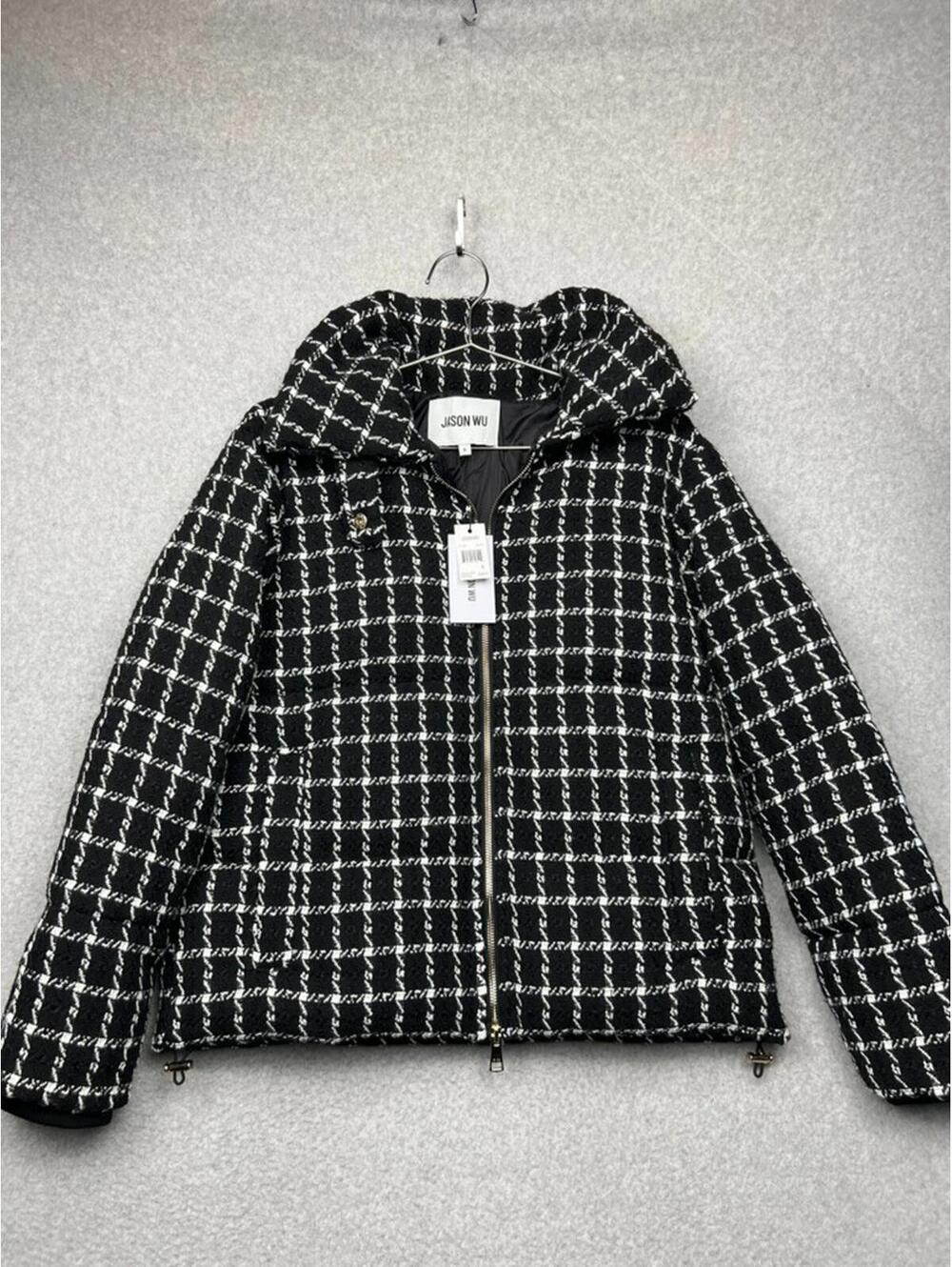 NWT Jason Wu S Plaid Tweed Puffer Jacket Quilted Old Money Quiet Luxury 70's